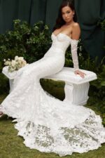 結婚式 House of CB イザベル ホワイトレース長袖ブライダルドレス 0N8J1139 - Image 6