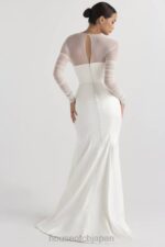 結婚式 House of CB エリーゼ ホワイトサテンのブライダルドレス 0N8J1143 - Image 4