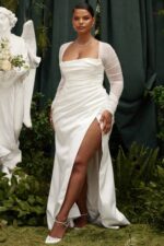 結婚式 House of CB エリーゼ ホワイトサテンのブライダルドレス 0N8J1143 - Image 8
