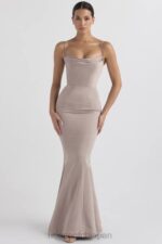 結婚式 House of CB バイオレットマッシュルーム サテン フィッシュテールドレス 0N8J1149 - Image 2