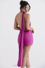 衣類 House of CB aida ホットピンク アシンメトリー ラップネック ドレス 0N8J320 - Image 7