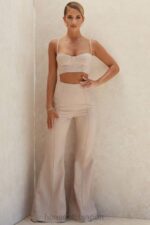 衣類 House of CB Alesha ベージュ テ​​ンセル リネン パンツ 0N8J1013 - Image 4