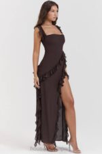 衣類 House of CB ariela エスプレッソ ラッフル マキシ ドレス 0N8J155 - Image 12
