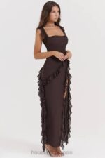 衣類 House of CB ariela エスプレッソ ラッフル マキシ ドレス 0N8J155 - Image 13