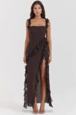 衣類 House of CB ariela エスプレッソ ラッフル マキシ ドレス 0N8J155 - Image 8