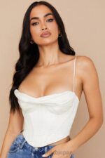 衣類 House of CB bea アイボリーサテンドレープコルセット 0N8J84 - Image 9