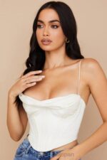 衣類 House of CB bea アイボリーサテンドレープコルセット 0N8J84 - Image 10