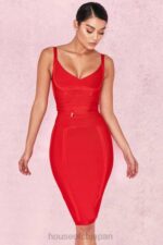 衣類 House of CB belice レッドタイウエスト包帯ドレス 0N8J637 - Image 17