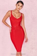 衣類 House of CB belice レッドタイウエスト包帯ドレス 0N8J637 - Image 18
