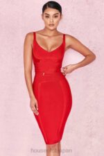 衣類 House of CB belice レッドタイウエスト包帯ドレス 0N8J637 - Image 3