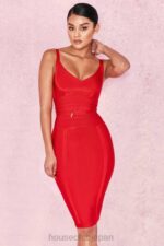 衣類 House of CB belice レッドタイウエスト包帯ドレス 0N8J637 - Image 4