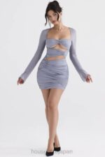 衣類 House of CB Camille Dove グレー リアル シルク ミニ ドレス 0N8J321 - Image 2