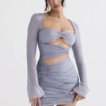 衣類 House of CB Camille Dove グレー リアル シルク ミニ ドレス 0N8J321
