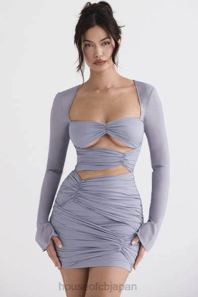 衣類 House of CB Camille Dove グレー リアル シルク ミニ ドレス 0N8J321 - Image 5
