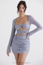 衣類 House of CB Camille Dove グレー リアル シルク ミニ ドレス 0N8J321 - Image 6