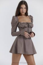 衣類 House of CB carlina モカ長袖ミニドレス 0N8J207 - Image 12