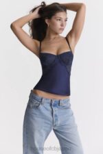 衣類 House of CB cecilie ネイビーサテン＆レースキャミトップ 0N8J680 - Image 12