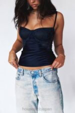 衣類 House of CB cecilie ネイビーサテン＆レースキャミトップ 0N8J680 - Image 6