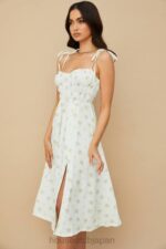 衣類 House of CB christabel アイボリー フローラル シャーリング ミディドレス 0N8J555 - Image 13