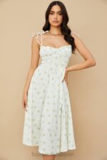 衣類 House of CB christabel アイボリー フローラル シャーリング ミディドレス 0N8J555 - Image 9