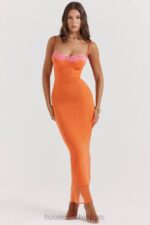 衣類 House of CB アイザ フレイム オレンジ マキシドレス 0N8J192