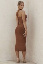 衣類 House of CB アイナ タン カットアウト バンデージ ミディドレス 0N8J598 - Image 11