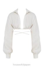 衣類 House of CB アイリス オフホワイト ラップアラウンド クロップド シャツ 0N8J741 - Image 5