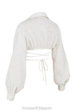 衣類 House of CB アイリス オフホワイト ラップアラウンド クロップド シャツ 0N8J741 - Image 6