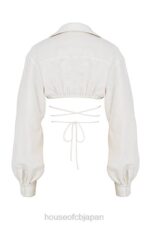 衣類 House of CB アイリス オフホワイト ラップアラウンド クロップド シャツ 0N8J741 - Image 7