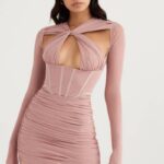 衣類 House of CB アダンナ ブラッシュ コルセット ミニドレス 0N8J460