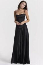 衣類 House of CB アナベラ ブラック レースアップ マキシ ドレス 0N8J273 - Image 8