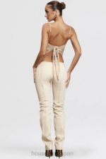 衣類 House of CB アマラ ベージュ フェイクスエード レースアップ パンツ 0N8J891 - Image 6