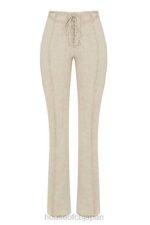 衣類 House of CB アマラ ベージュ フェイクスエード レースアップ パンツ 0N8J891 - Image 10