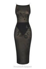 衣類 House of CB アミラ ブラック メッシュ クリスタル装飾付き ミディドレス 0N8J367 - Image 9