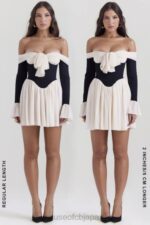 衣類 House of CB アラナ ブラック & クリーム オフショルダー ドレス 0N8J124 - Image 12