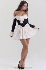 衣類 House of CB アラナ ブラック & クリーム オフショルダー ドレス 0N8J124 - Image 7