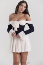 衣類 House of CB アラナ ブラック & クリーム オフショルダー ドレス 0N8J124 - Image 8