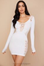 衣類 House of CB アラナ ホワイト ストレッチ ニット ミニドレス 0N8J574 - Image 9