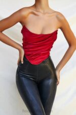 衣類 House of CB アリ レッドタフタドレープコルセット 0N8J95 - Image 4