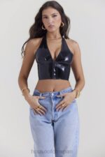 衣類 House of CB アリアドネ ブラック ラテックス ホルター トップ 0N8J662 - Image 4