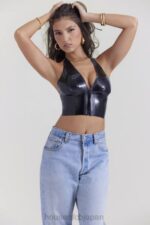 衣類 House of CB アリアドネ ブラック ラテックス ホルター トップ 0N8J662 - Image 5