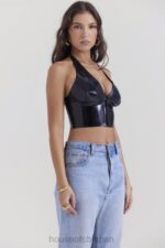 衣類 House of CB アリアドネ ブラック ラテックス ホルター トップ 0N8J662 - Image 6