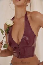 衣類 House of CB アリアドネ メルロー ラテックス ホルター トップ 0N8J681 - Image 2