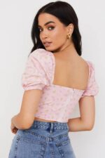 衣類 House of CB アリアナ ピンク フローラル パフ スリーブ コルセット 0N8J87 - Image 18