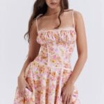 衣類 House of CB アレハンドラ ライト ラベンダー プリント コルセット ドレス 0N8J244