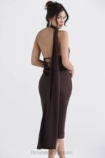 衣類 House of CB アンジェリーナ チョコレートラップネックミディドレス 0N8J326 - Image 13