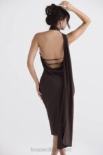 衣類 House of CB アンジェリーナ チョコレートラップネックミディドレス 0N8J326 - Image 14
