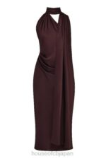 衣類 House of CB アンジェリーナ チョコレートラップネックミディドレス 0N8J326 - Image 6