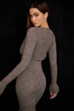 衣類 House of CB アンディ ブラウン マール ニット クロップド カーディガン 0N8J732 - Image 3