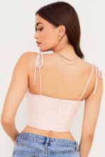 衣類 House of CB ウィローベビーピンクシフォンギャザーバストクロップドコルセット 0N8J81 - Image 9